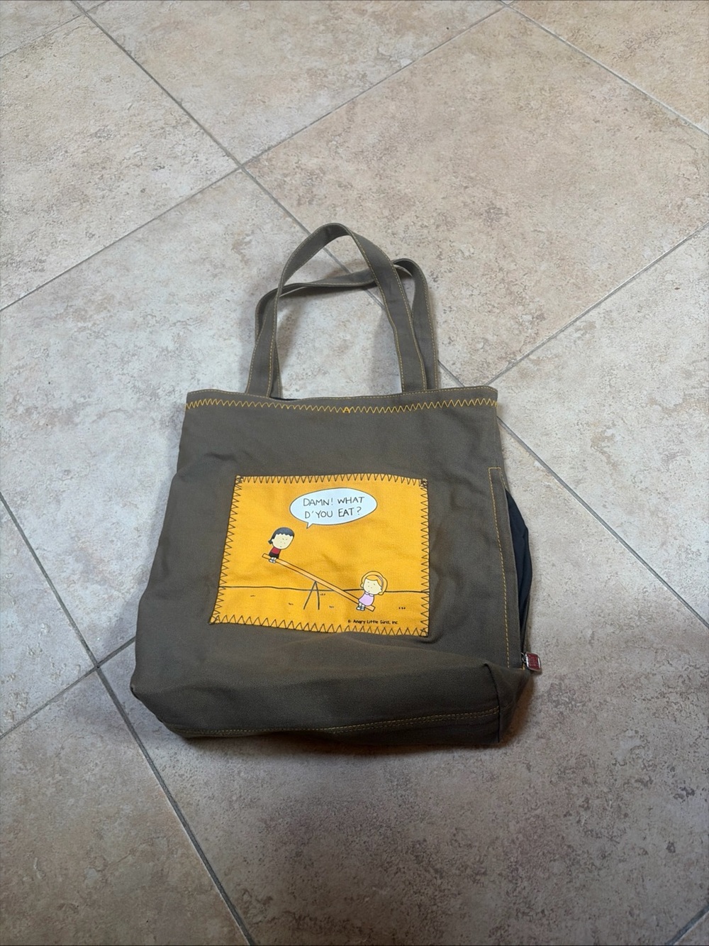 Lela Lee Angry Little girls inc tote shopper handbag canvas comic